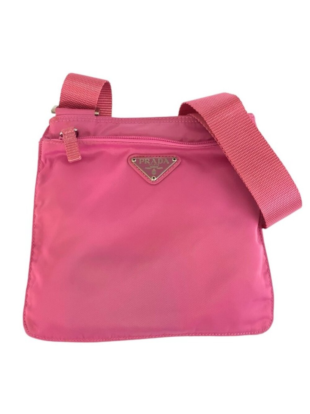 Prada Tessuto Pink Silver Nylon Shoulder Bag Pochette